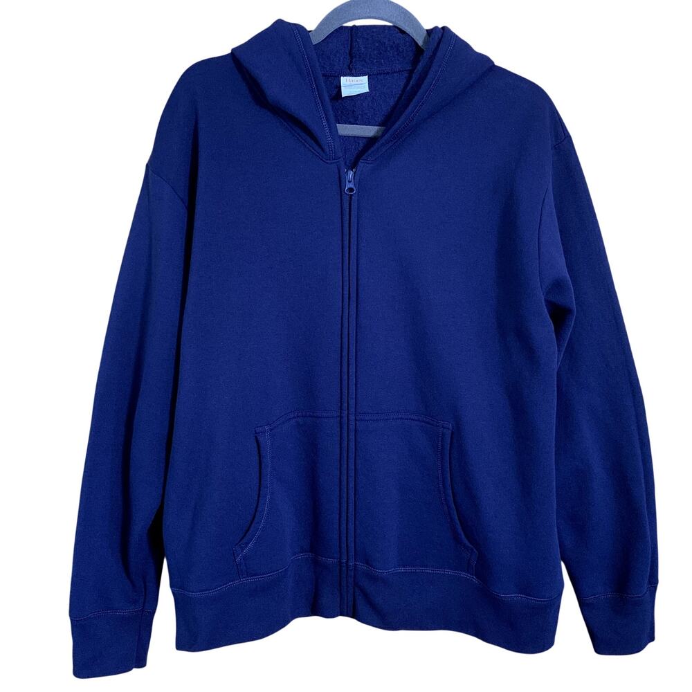 Hanes Navy Hoodie Full Zip Front Athleticwear Sport Gym Women's XL